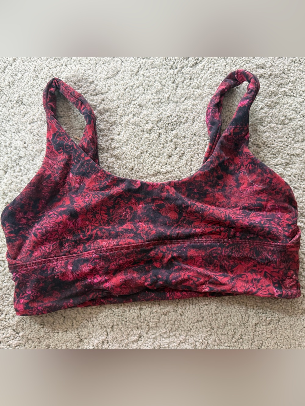lululemon athletica Red & Black Floral-Print Sports Bra